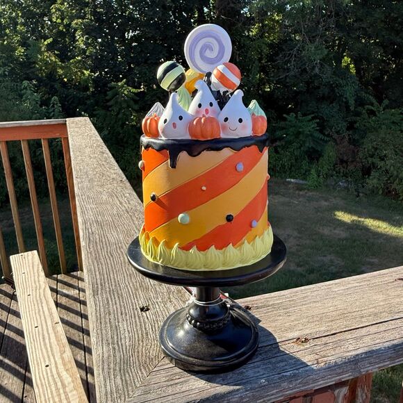T.J.Maxx Other - NEW Ghoulish Spooky Candy Halloween Cake Statue Figurine 12” Orange Black Purple